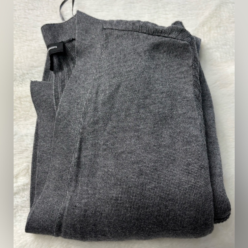 INC International Concepts Gray Ribbed Duster Cardigan Large - Picture 12 of 12
